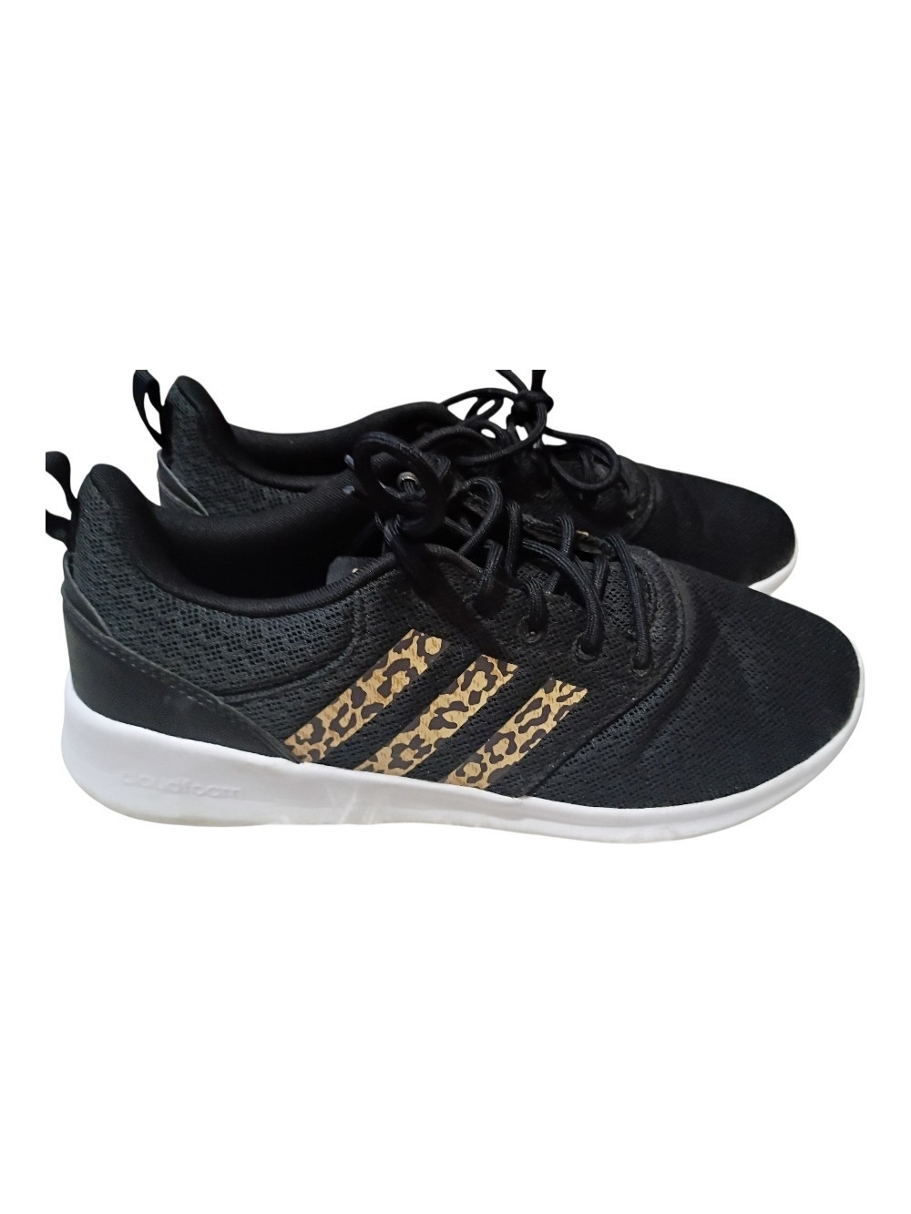 adidas Black Athletic Sneakers with Leopard Stripe
